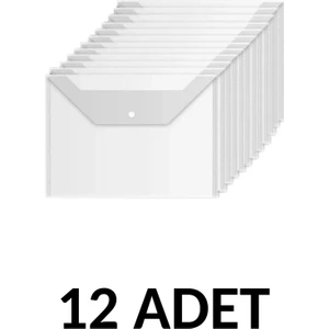 12  Adet  Şeffaf A4 Çıtçıtlı Dosya  Zarf Dosya