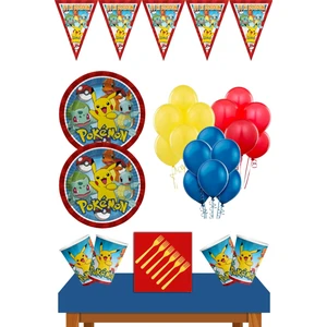 Parti Furyası Pokemon Doğum Günü Konsepti 8 Kişilik Pokemon Doğum Günü Seti Ekonomik