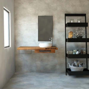 DeryawoodGenus  Ahşap Hilton Banyo Rafı - Açık Ceviz 60 cm