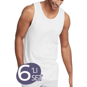 Beyaz Erkek Atlet 6'lı Paket Pamuk Üretim