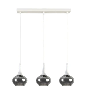 Nero Modern Tasarım  Salon - Mutfak - Yatak Odası Beyaz Renk Füme Camlı Sıralı 3 Lü Avize