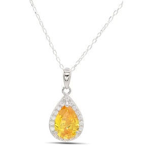 Midyat Nurtaş Gümüş Sitrin ve Zirkon Taşlı 925 Ayar Gümüş Bayan Kolye 201021895