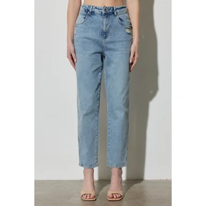 Mom Fit Yüksek Bel Dar Paça Siyah Jean Kot Pantolon