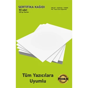 Kartuşlu Mürekkepli Tüm Yazıcılara Uygun 50 Adet Kalın A4 Karton Sertifika Kağıt  220 gr