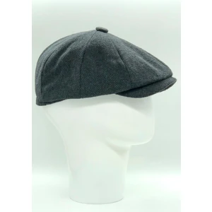 BE Hoope Kışlık Yünlü Antrasit Balıksırtı Desenli Ingiliz Stili 8 Parçalı Peaky Blinders Kasket Şapka