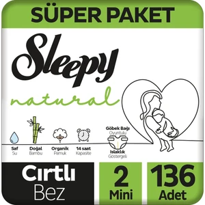 Natural Süper Paket Bebek Bezi 2 Numara Mini 136 Adet
