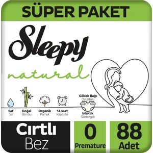 Natural Süper Paket Bebek Bezi 0 Numara Premature 88 Adet