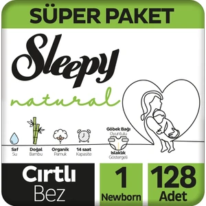 Natural Süper Paket Bebek Bezi 1 Numara Newborn 128 Adet