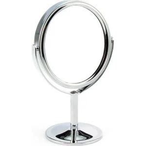 Mini Boy Krom Kaplama 5x Büyüteçli Masa Aynası Dekoratif Makyaj Aynası Çift Taraflı Metal Ayaklı