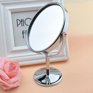 AYN-101 Krom Büyüteçli Taşınabilir Mini Çift Taraflı Makyaj Aynası Yuvarlak - Standlı Seyahat Aynası