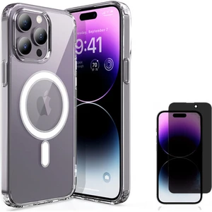 iPhone 14 Pro Max Magsafe Destekli Şeffaf Kılıf + Hayalet Ekran Koruma