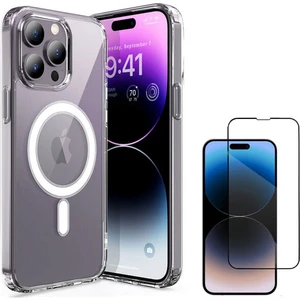 iPhone 14 Promax Magsafe Destekli Şeffaf Kılıf + Seramik Nano Ekran Koruyucu
