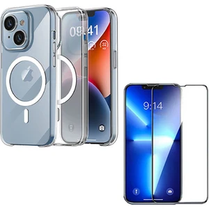 iPhone 14 Promax Magsafe Destekli Şeffaf Kılıf+Mat Seramik Nano Ekran Koruyucu