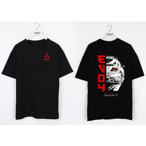 Oversize Siyah Mitsubishi Evo Lancer Özel Siyah T-Shirt