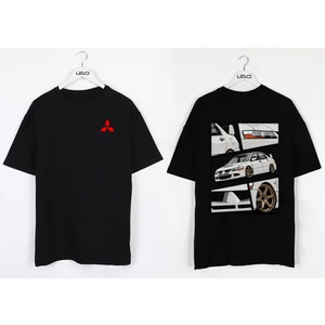 Oversize Siyah Mitsubishi Evo Özel Siyah T-Shirt