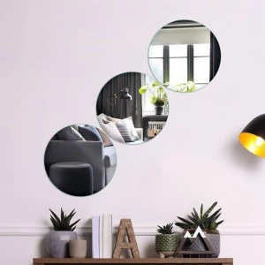 Home Jamin Dekoratif Yuvarlak Gümüş Ayna Pleksi Duvar Süsü Yapışkanlı 3 Adet AYNA DEĞİLDİR !