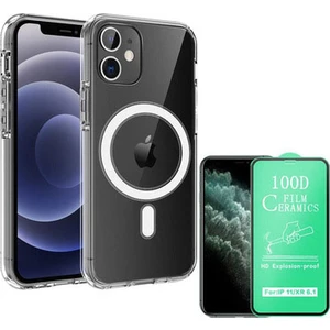 iPhone 11 Magsafe Destekli Şeffaf Kılıf + Seramik Nano Ekran Koruyucu