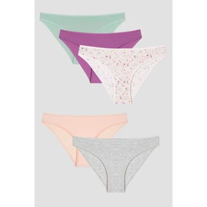 Renkli Çiçek Desenli 5li Slip Külot