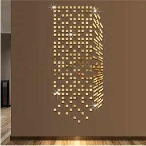 Gold Pleksi Dekoratif Antre Banyo Süs Mozaik Ayna 200 Adet 3cm * 3cm