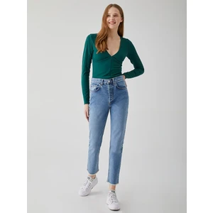 KadınJanıne Yüksek Bel Paçası Püsküllü Slim Jean Pantolon