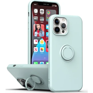 Apple iPhone 14 Pro Max Için Ince Silikon Yüzük Stand Telefon Kılıfı - Yeşil (Yurt Dışından)