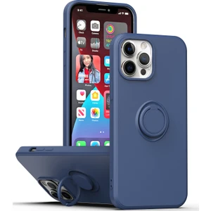 Apple iPhone 14 Pro Max Için Ince Silikon Yüzük Stand Telefon Kılıfı - Mavi (Yurt Dışından)