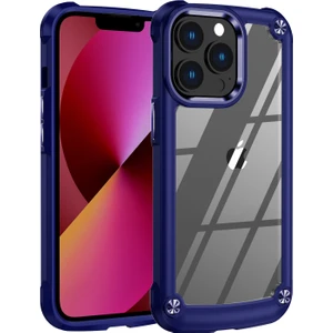 Apple iPhone 14 Pro Max Için Şeffaf Sert Pc Tpu Tampon Telefon Kılıfı - Mavi (Yurt Dışından)