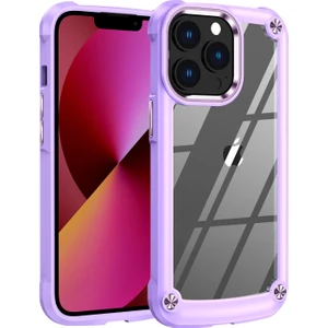 Apple iPhone 14 Pro Max Için Şeffaf Sert Pc Tpu Tampon Telefon Kılıfı - Mor (Yurt Dışından)