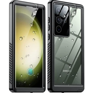 Galaxy S23 Ultra Için Su Geçirmez Kılıf Ekran Koruyucu IP68 Su Altı Telefon Kılıfı - Siyah (Yurt Dışından)
