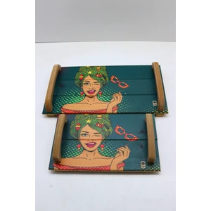 Tepsi Seti Pop-Art Ikili Yeşil