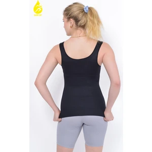Sauna Suit Bel Göğüs Göbek 2 Beden Ince Görünüm Dikişsiz Ipeksi Toparlayıcı Örme Siyah Kadın Atlet Korse