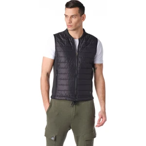 Erkek Regular Fit Bomber Yaka Cepli Kapitone Scuba Kumaş Fermuar Detaylı Ince Yelek