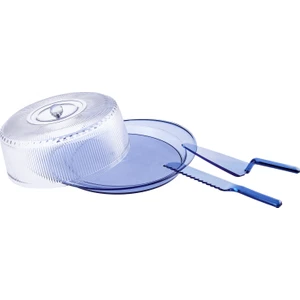 Kapaklı Mavi 4 Parça Fanus Servis Seti