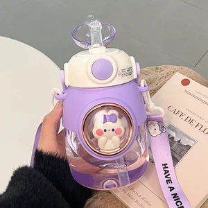 Sweet Rui 820ML Taşınabilir Hasır Plastik Su Şişesi (Yurt Dışından)