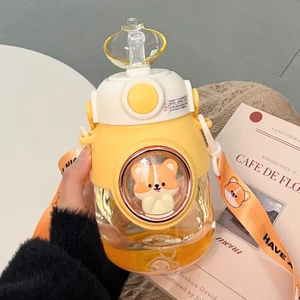 Sweet Rui 820ML Taşınabilir Hasır Plastik Su Şişesi (Yurt Dışından)