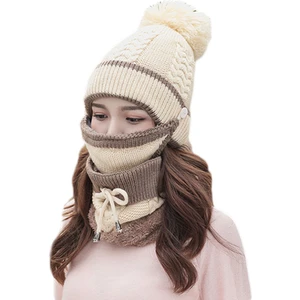 3'ü 1 Arada Kış Beanie Eşarp Maskesi Set Sıcak Kapak Şapka Kadınlar Için Yumuşak Örgü Açık Yeni (Yurt Dışından)