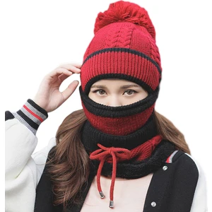 3'ü 1 Arada Kış Beanie Eşarp Maskesi Set Sıcak Kapak Şapka Kadınlar Için Yumuşak Örgü Açık Yeni (Yurt Dışından)