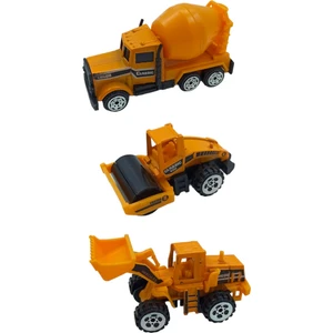 PopŞeker Metal Iş Makinaları 3'lü Mini Boy Oyuncak Iş Makinaları Seti
