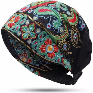 Etnik Vintage Işlemeli Çiçekler Seyahat Bandana Kırmızı Baskılı Şapka (Yurt Dışından)