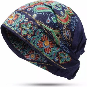 Etnik Vintage Işlemeli Çiçekler Seyahat Bandana Kırmızı Baskılı Şapka (Yurt Dışından)