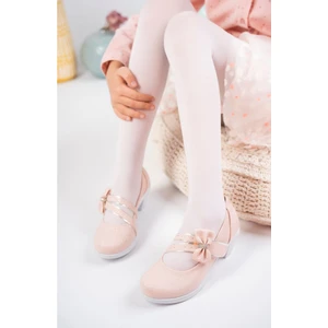 Topuklu Pembe Simli Kız Çocuk Ayakkabı