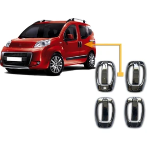 Citroen Nemo Uyumlu 2008 Ve Üzeri Krom Kapı Kolu Ve Çerçeve 4 Kapı 8 Parça Paslanmaz Çelik