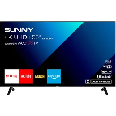 Sunny SN55FMN252 55" 139 Ekran Dahili Uydu Alıcılı 4K Ultra HD Smart LED