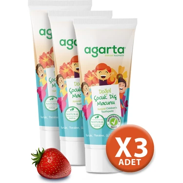 Agarta Doğal Çocuk Diş Macunu Çilekli 75 Ml / 100 Gr X 3