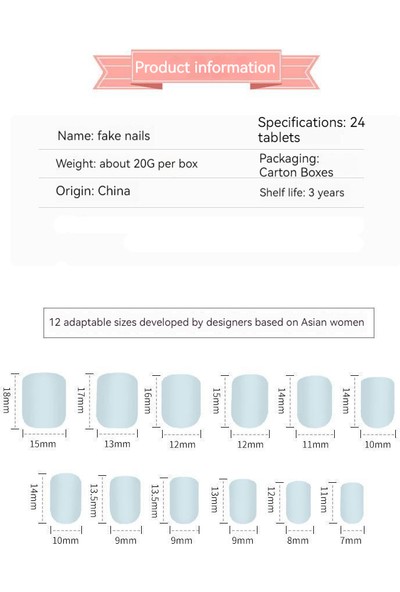 Buranlei 24 Adet/kutu Degrade Renk Bale Med Uzunlukta Takma Tırnak Basın Tam Kapak Giyen Giyilebilir Akrilik Nail Ipuçları Tutkal ile Kızlar Için (Yurt Dışından)