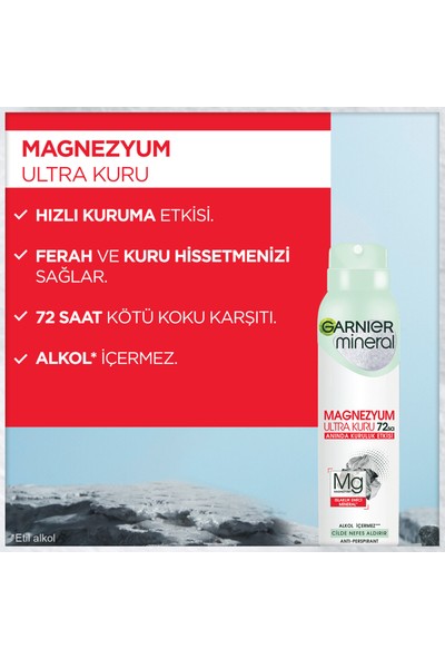 Garnier Mineral Magnezyum Ultra Kuru Deodorant 72 Saat 150ML