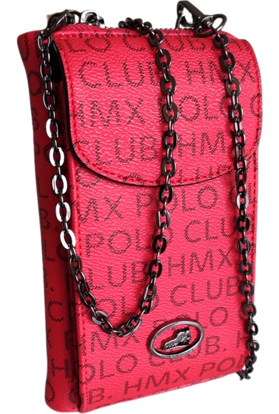 Hmx Polo Star Club Hmx Polo Telefon Bölmeli Zincirli Kadın Omuz Çantası ve El Cüzdanı