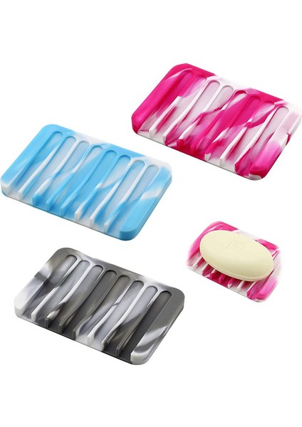 Silikon Sabun Tutucu 3 Parça Set 3 Renk (Yurt Dışından)