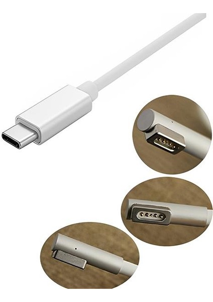 Polham 100W 1.8 Metre Type C To Magsafe 1 (L-Tip) Şarj Kablosu, Apple Macbook Pro, Air Şarj Kablosu