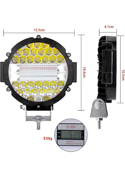 3 Modlu 3 Renk Kombo 51W Siyah Yuvarlak Off Road 12/24V Çalışma Tekne Lambası